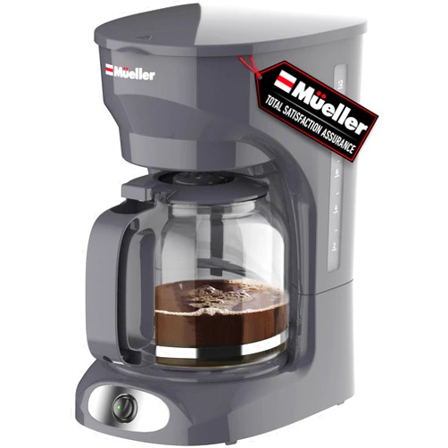 MUELLER HOME 12-Cup Drip Coffee Maker Perfect for Home or Office, Borosilicate Carafe, Auto-Off, Reusable Filter, Anti-Drip, Keep-Warm Function, Clear Water Level Window, Gray