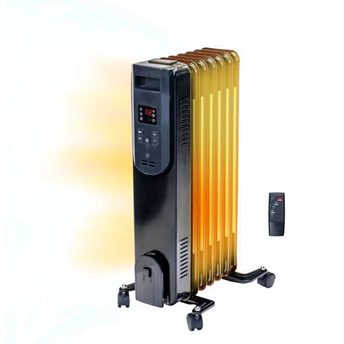 Comfort Zone 1500W Digital Oil-Filled Radiator Heater – Portable Electric Space Heater with Remote, 12H Timer & 360° Swivel Wheels – Silent Radiant Heat with Adjustable Thermostat – Black