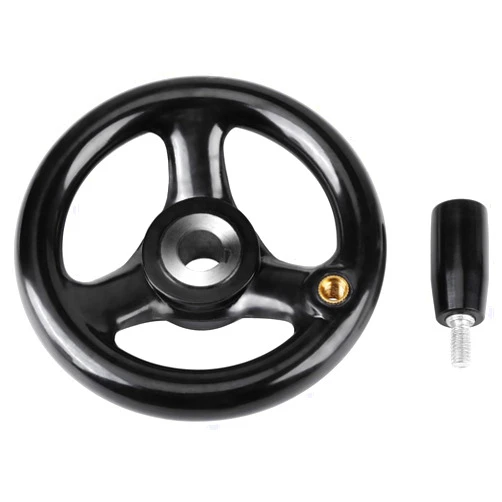 Vikye Hand Wheel, Plastic Round Hand 3 Spoke Wheel for Lathe Milling Machine Lathes Grinders 12x100mm Black
