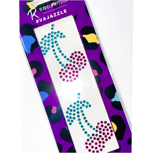 Rebel Tattoos Vajazzle Jewels Stones Vajazzle stickers Body Sexy Crystal for Festive Glow-Up Transfer Tattoo for New Year and home Parties Set of Body Crystals Strip decor(Red Cherry)