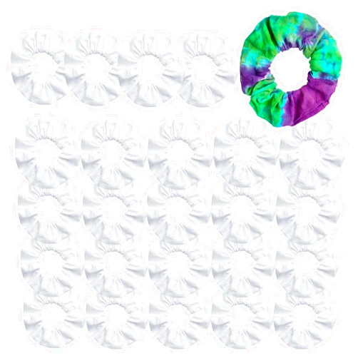 MLMOMVME 25 Pack White Scrunchies for Tie Dye Kit Party Supplies, White Cotton Hair Elastic Ponytail Holder Hair Scrunchies for Women