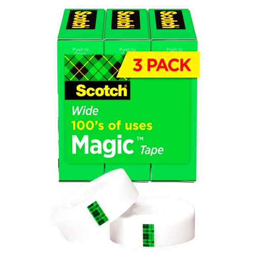 Scotch Magic Tape, 3 Rolls, Numerous Applications, Invisible, Engineered for Repairing, 3/4 x 800 Inches, 1 Inch Core, Boxed (810S3)