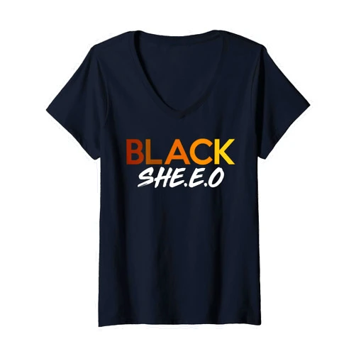 Melanin Hustle and Entrepreneur Gifts Co. Womens Black She.E.O - Women Black Entrepreneur CEO Black History V-Neck T-Shirt