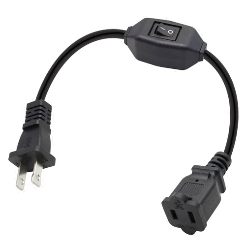 GELRHONR On Off Switch Extension Cord, Polarized US 2-Prong Power Outlet Extension with Switch Cable,On/Off Nema 1-15P to 1-15R Male to Female 2x18 AWG 10A/125V - Black 1 FT/0.3M