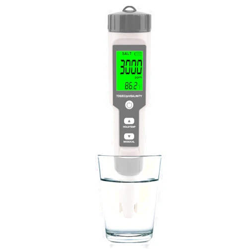 WEBEST Aquarium Salt Tester -Pool Salt Tester, Versatile 5 in1 Salinity, PH, TDS, EC, and Temperature Meter, Digital Salinity Tester for Saltwater Aquarium, Accurate Salinity Meter,Grey