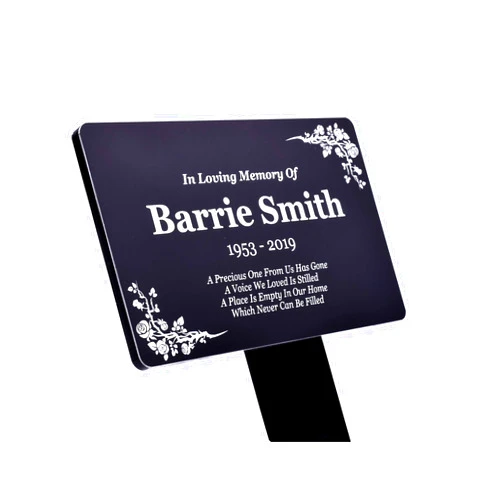 OriginDesigned Personalized Black and White Memorial Plaque Stake - Grave Marker, Outdoor Garden Waterproof