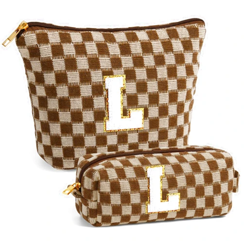 YOOLIFE Gifts for Girls Kids - Teen Girl Teenage Gifts Idea, 7 8 9 10 11 12 13 14 15 16 Year Old Girl Birthday Gifts, Sweet Girls Gift, Personalized Gifts for Girls, Initial Makeup Bag Brown L