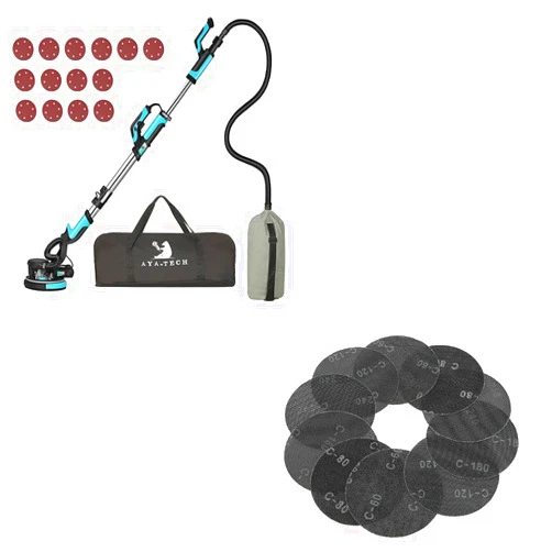 AYA-TECH Drywall Sander, Pole Electric Drywall Sander with Vacuum, 10PCS 9 inch Mesh Sanding Paper.