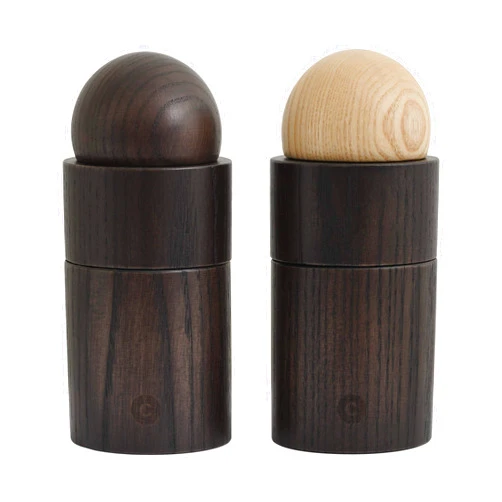 CRUSHGRIND Aarhus - Scandinavian Design - Salt and Pepper Grinder Set - Wood - Manual Grinder (4.72 inches, Set)