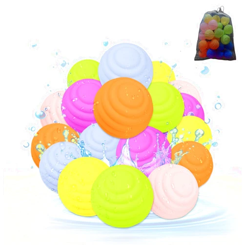 Feilifan Reusable Water Balloons 18 Pack, Single-handed Self-Sealing Quick Fill, Bee Nest Splash Balls with Mesh Storage Bag, for Pool Kid Teen Outdoor Party Summer Water Bombs Beach Balls 6 Color