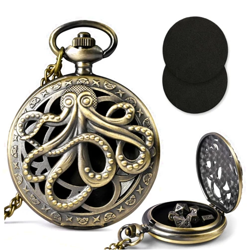 Infinity Guard Mini DND Dice Set with Pocket Watch Shell, 7PCS Polyhedral Metal Dice Set Perfect for Dungeons and Dragons Gifts, MTG, Role Playing Board Games Accessory (ZY01-Bronze)