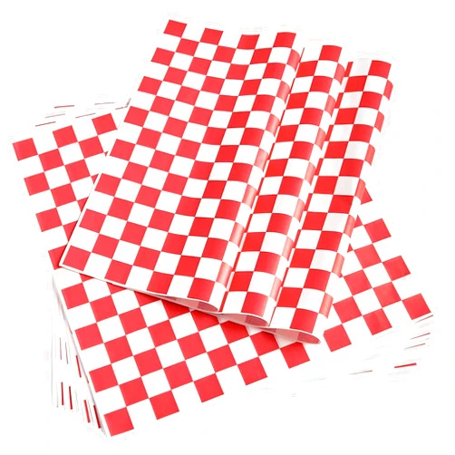 ZORRITA 200 Sheets Checkered Deli Paper, 12 x 12 Inch Grease Resistant Food Basket Liners, Red and White Wrapping Paper for Sandwiches, Hamburgers, Hot dogs, Fast Food
