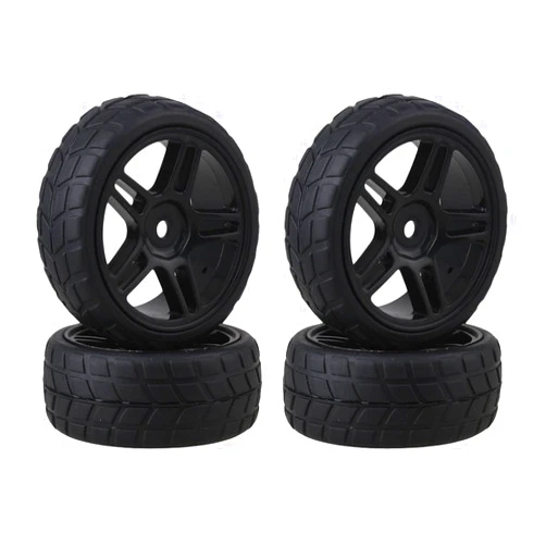 ShareGoo 12mm Hub Wheel Rims & Rubber Tires Compatible with RC 1/10 on-Road Touring Racing Drift Car(Pack of 4)