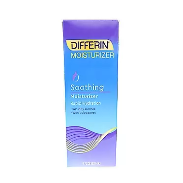 Differin Face Moisturizer by the makers of Differin Gel, Soothing Lotion for Face and Body, Gentle Skin Care for Acne Prone Sensitive Skin, 4 oz (Packaging May Vary) Soothing Moisturizer