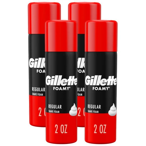 Gillette Foamy Regular Shaving Foam, 2 oz (Pack of 4)