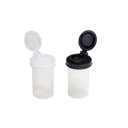 BRAZZA Salt and Pepper Shakers Moisture Proof, Perfect for Camping Picnic Outdoors Kitchen Lunch Boxes Travel Spice Set Clear with different color Lids Plastic Airtight Spice Jar Dispenser (2, Small)