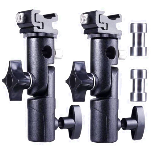 FOTYRIG Camera Speedlite Mount Flash Stand Bracket Umbrella Mount Holder Shoe Mount Compatible with Nikon Pentax Olympus Nissin Metz and Other Speedlite Flashes E Type-2 Pack