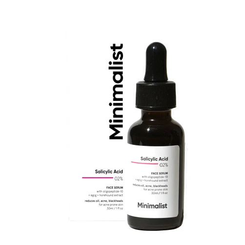 Minimalist 2% Salicylic Acid Serum For Acne, Blackhead & Open Pores | Reduces Excess Oil & Bumpy Texture | BHA Liquid Exfoliant for Acne Prone & Oily Skin | For Women & Men | 1 Fl Oz/30ml