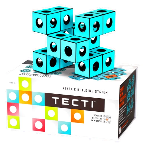 TECTI Kinetic Building System - Recyclable Cubes with Tectonic Moves - Consists of 3-Dimensional Interconnected Cubes - Build Over 50 Dynamic Structures - by Fun in Motion Toys