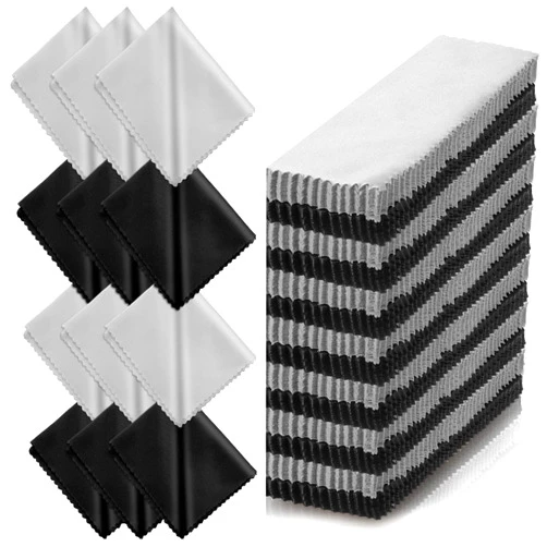 Fabbay 200 Pcs Microfiber Cleaning Cloths for Glasses, 7 x 6 Inch Screen Microfiber Cloths, Lens Wipes for Eyeglasses Smart Phones Laptops Tablets Lens LCD Camera TV Screens(Black, Gray)