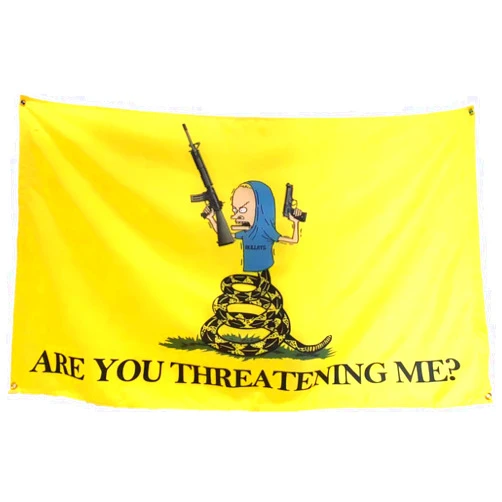 Masquita Are You Threatening Me Flag 2x3FT, for College Dorm Room Wall Bedroom Living Room,Vivid Color Double-Stitched Edges, Flags with 4 Brass Grommets. (2x3)