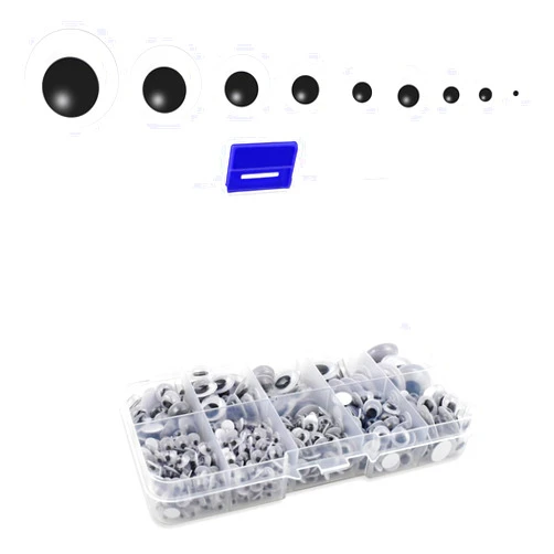 Yuntop 600 Pieces Mixed Inch Black Wiggle Googly Eyes Plastic Round Googly Eyes Self Adhesive for Arts Crafts DIY Scrapbooking Sticker Decoration Assorted Sizes Self-Adhesive Wiggle Eye Large Googly Eyes