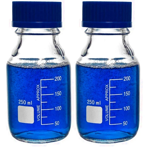 Karter Scientific 250ml Glass Round Media Storage Bottles with GL45 Screw Cap, Borosilicate Glass, 251L3 (Pack of 2)