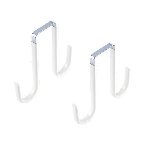 Meprotal Double Sided Over The Door Hooks, 2 Pack Towel Coat Hooks Door Hanger Hook for Hanging Clothes Towel Hats Bags Wreath - White