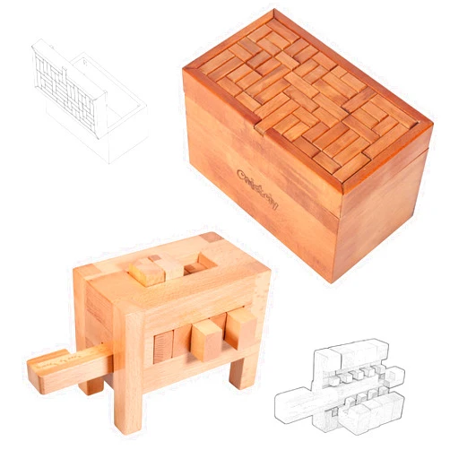 Onietoiy 671 Steps Hardest Brain Teaser Puzzle and 32 Steps Easy Wooden Puzzle Box for Kids and Adults