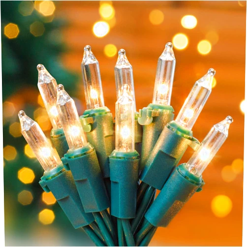 Hopolon Clear Christmas Lights Set 2PACK 50Count 13Feet Incandescent Bulb Mini String Lights for Indoor Christmas Tree Garland Birthday Wedding Festival Decor, Warm White