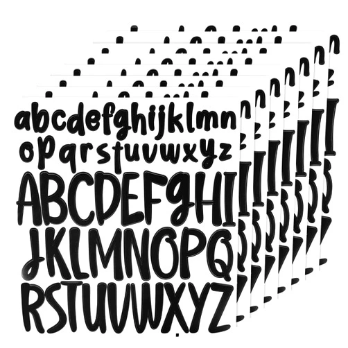 PEUTIER 416pcs Letter Stickers, 8 Sheets 1 inch 2 inch Lowercase & Capital Self Adhesive Alphabet Stickers Waterproof Vinyl Letter Decals for Scrapbooking Mailbox Poster Crafts (Black)
