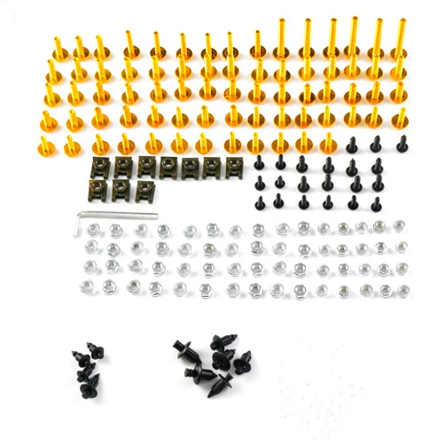 SPORT FAIRING Motorcycle Fastener Clips Bolt Kit Fairing Stainless Steel Screws Fit For Yamaha YZF1000 R1 2002 2003 2004 2005 2006 r1 02-06 CNC Aluminium Hardware Well Nuts Washers Bolts Screw Kits (Gold)