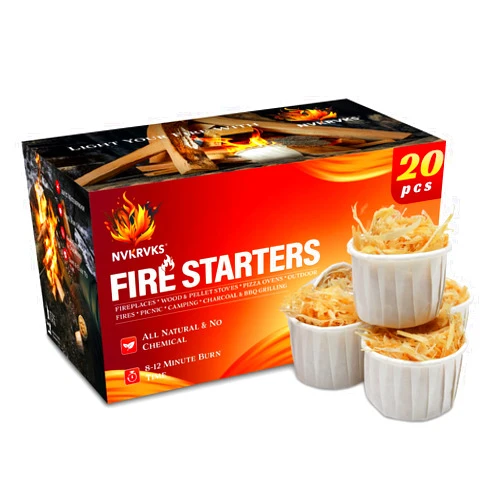 Nvkrvks Fire Starter Pods, Camping Fire Starters for Fireplace, Campfires, BBQ, Pit, Wood Stove, Grill, Pellet Stove & Charcoal Starter, All Natural & All Season Fire Starter, 20 Packs