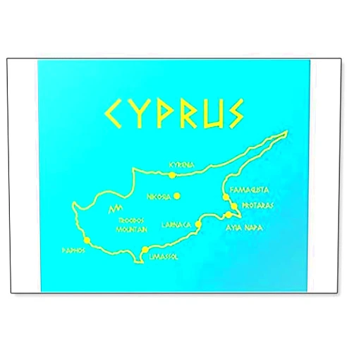 Foto Magnets Map of Cyprus with Cities and Capital Nicosia Fridge Magnet