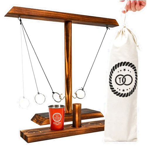 Tulyra Ring Toss Games for Adults, Hook and Ring Game with Exclusive Carrying case & Unique Stainless Shot Glass, Super Easy to Assemble, XL Size(15.7
