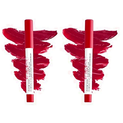 Physicians Formula Rosé Kiss All Day Glossy Lipstick Lip Color Makeup, Red Xoxo | Dermatologist Tested, Clinicially Tested (Pack of 2)