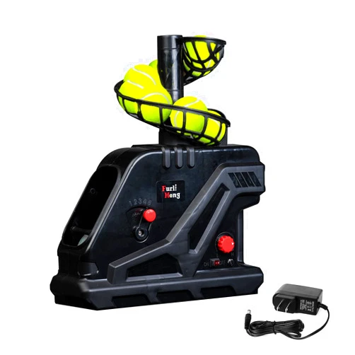 Furlihong 3809BH Tennis Ball Machine, Max 30 MPH, Adjustable Launching Angle and Interval, Stepless Speed Switch, Powered by Battery or AC Adapter, Stacker Extendable, for Tennis Training