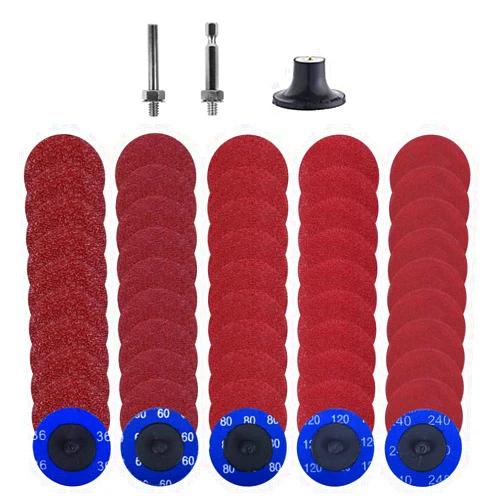 YKLP 50Pcs 2inch Roll Lock Sanding Discs Quick Change Discs Abrasives Tool for for Die Grinder Surface Prep Strip Grind Polish Finish Burr Rust Paint Removal (Mixup)