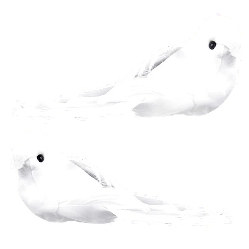 Framendino, 2 Pack White Doves Bird Decorations Artificial Simulation Foam Feathered Bird Ornaments for Christmas Wedding Wreaths Crafts